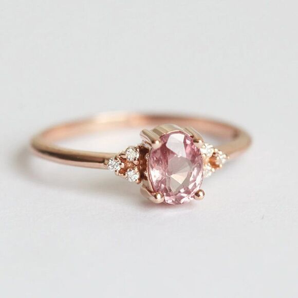 Rose Gold Pink Zircon Stone Crystal Cocktail Ring - Picture 1 of 3